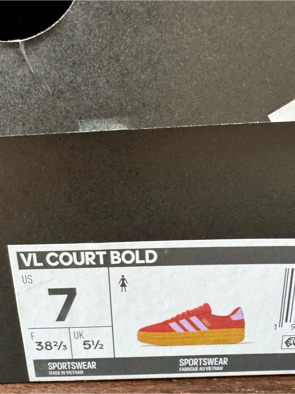 adidas Red Platform Sneakers with Pink Stripes and Gum Sole new size 7